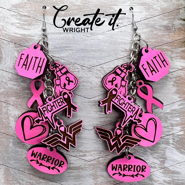 Breast Cancer Charm Earrings