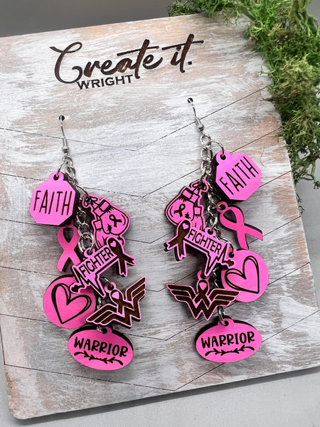 Breast Cancer Charm Earrings